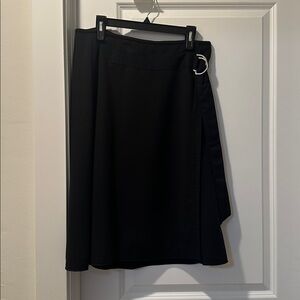 Ann Taylor Elegant Black A-Line Skirt with Silver Ring Detail
